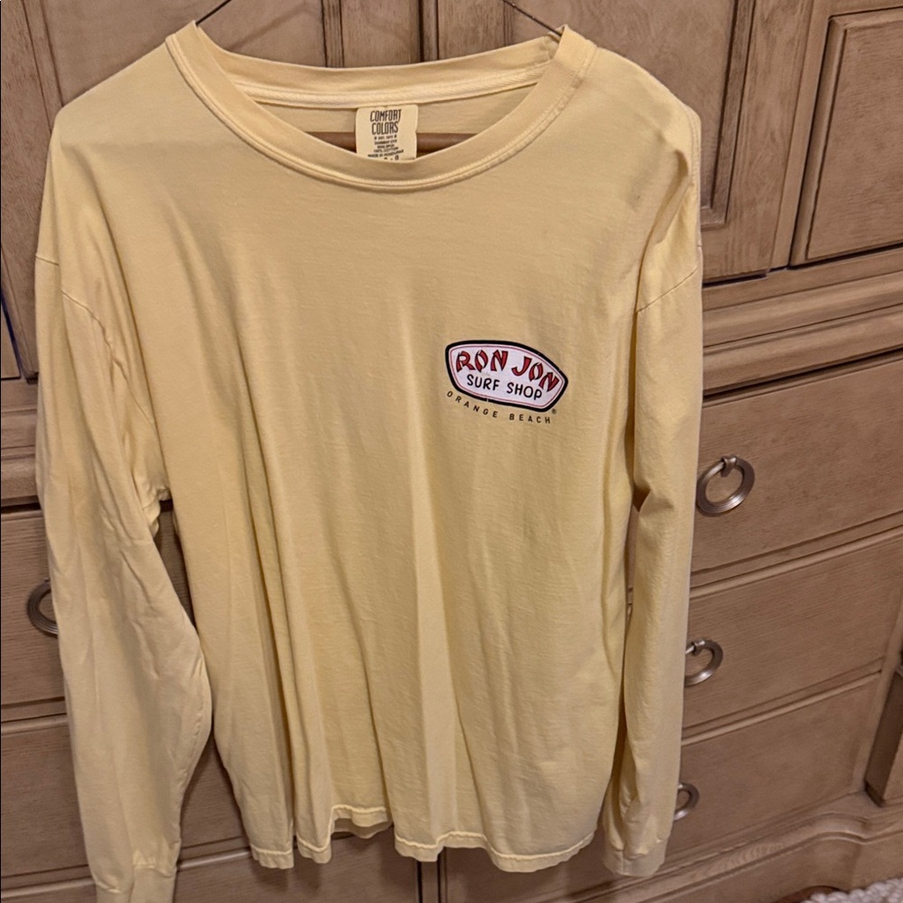 Bon Jon Surf Shop Comfort Colors Soft Yellow Surf Shop Long Sleeve Tee